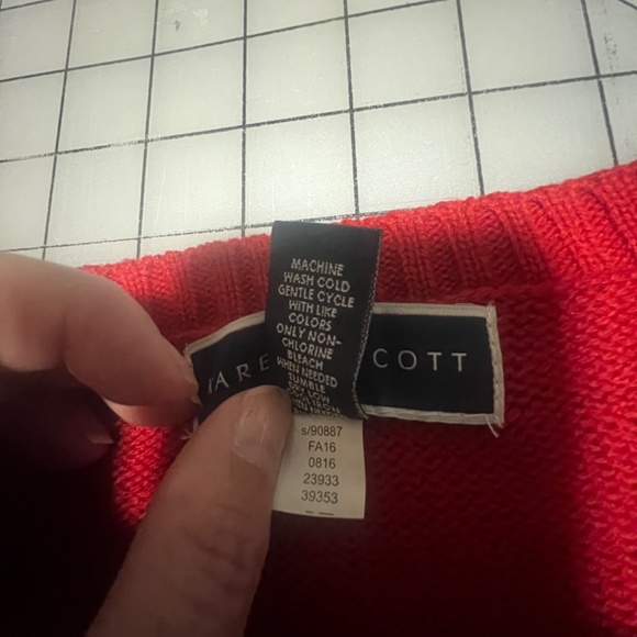 Ugly Christmas Sweater Karen Scott XXL Plus Red and White Snow flakes Tedy Bear - Picture 6 of 6